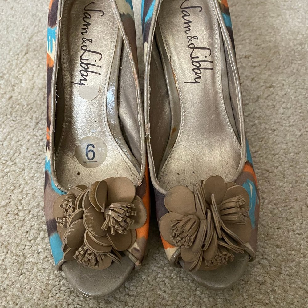 Sam & Libby Multi Color Open Toe Heels